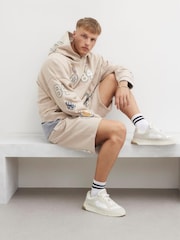River Island Cream Americana Badge 100% Cotton Hoodie - Image 2 of 3
