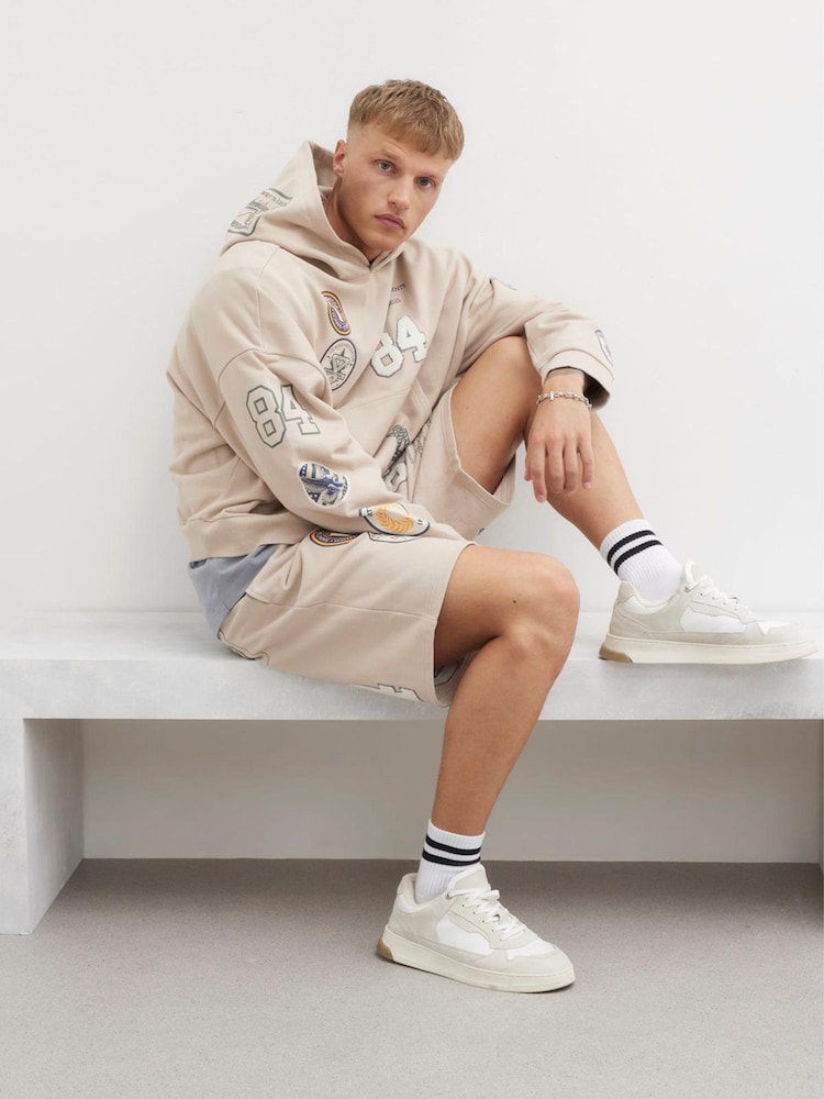 River Island Cream Americana Badge 100% Cotton Hoodie - Image 2 of 3