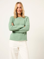 FatFace Sophia Green Knitted Slub Jumper - Image 1 of 5