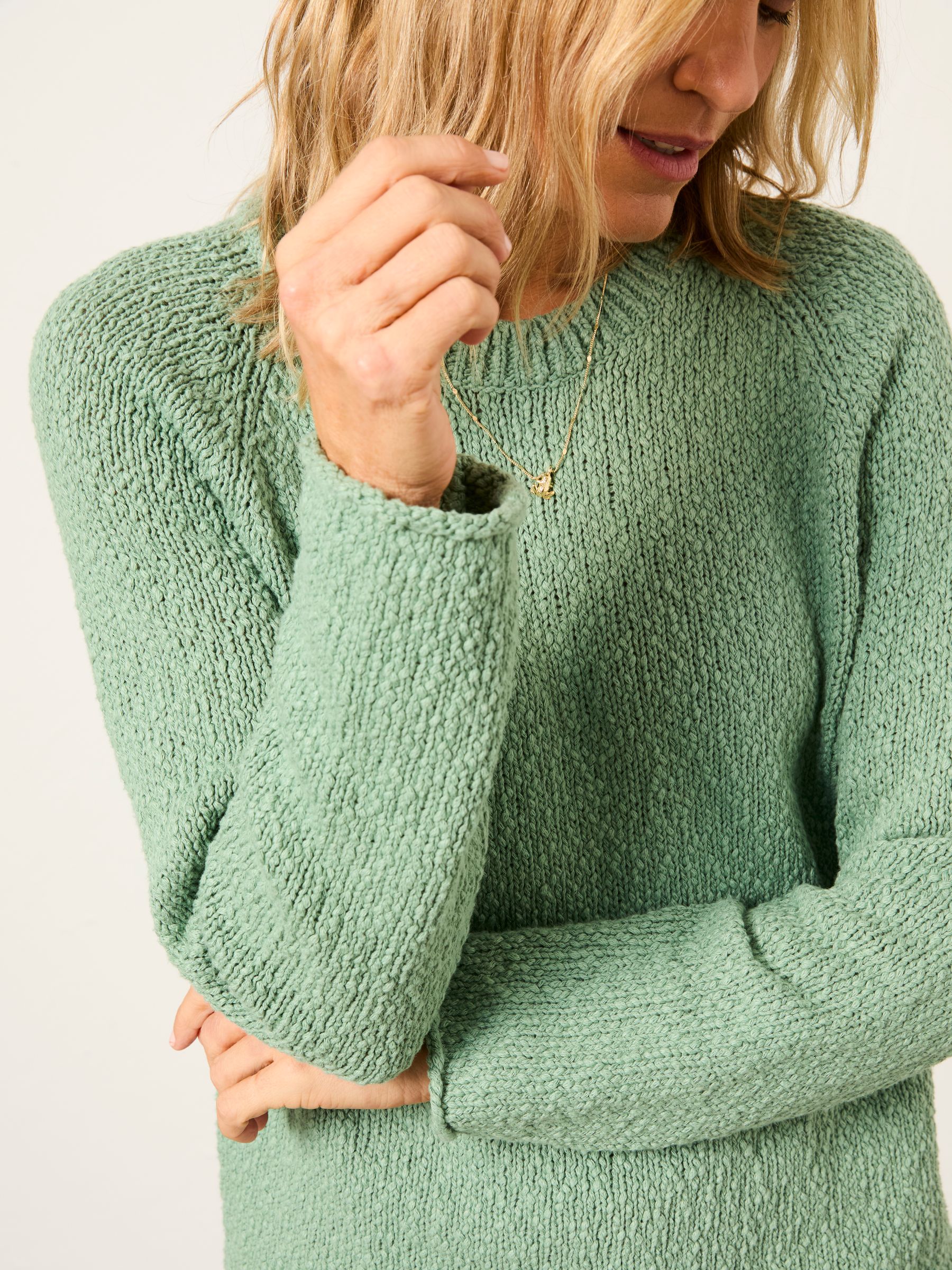 Buy FatFace Sophia Green Knitted Slub Jumper from the Next UK