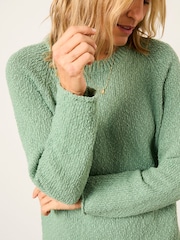 FatFace Sophia Green Knitted Slub Jumper - Image 3 of 5