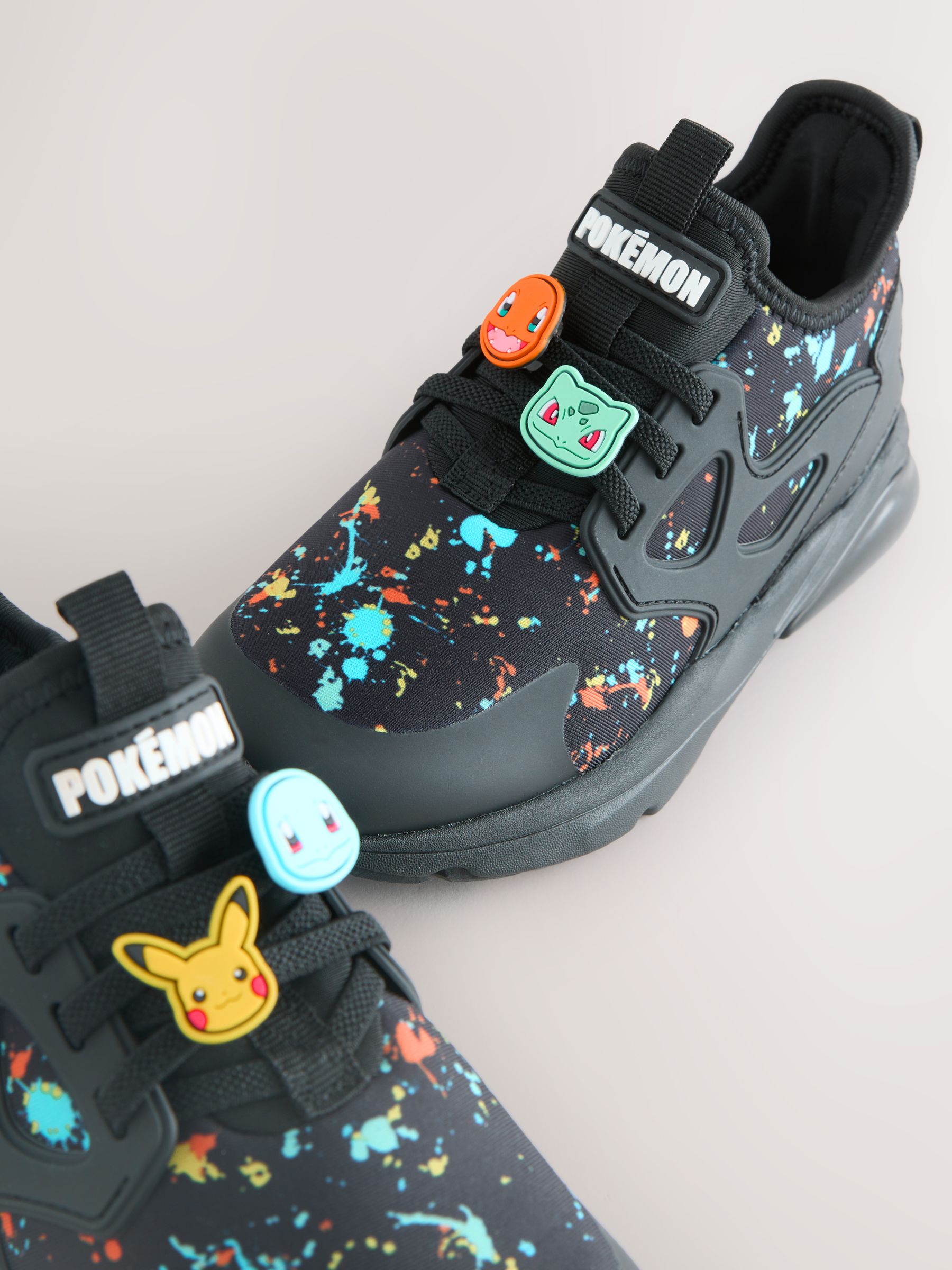 Buy Black Pokemon Elastic Lace Trainers from Next Netherlands