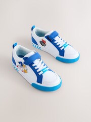 White/Blue Sonic Touch Fastening Elastic Lace Trainers - Image 1 of 5
