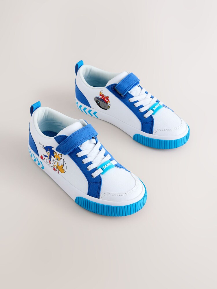 White/Blue Sonic Touch Fastening Elastic Lace Trainers - Image 1 of 5