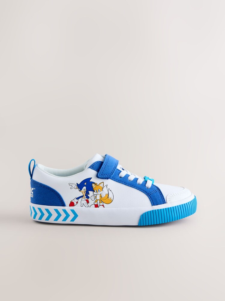 White/Blue Sonic Touch Fastening Elastic Lace Trainers - Image 2 of 5