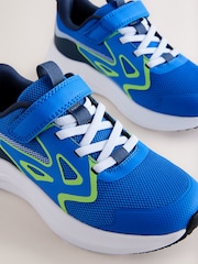 Blue/Lime Touch Fastening Elastic Lace Sporty Trainers - Image 4 of 5