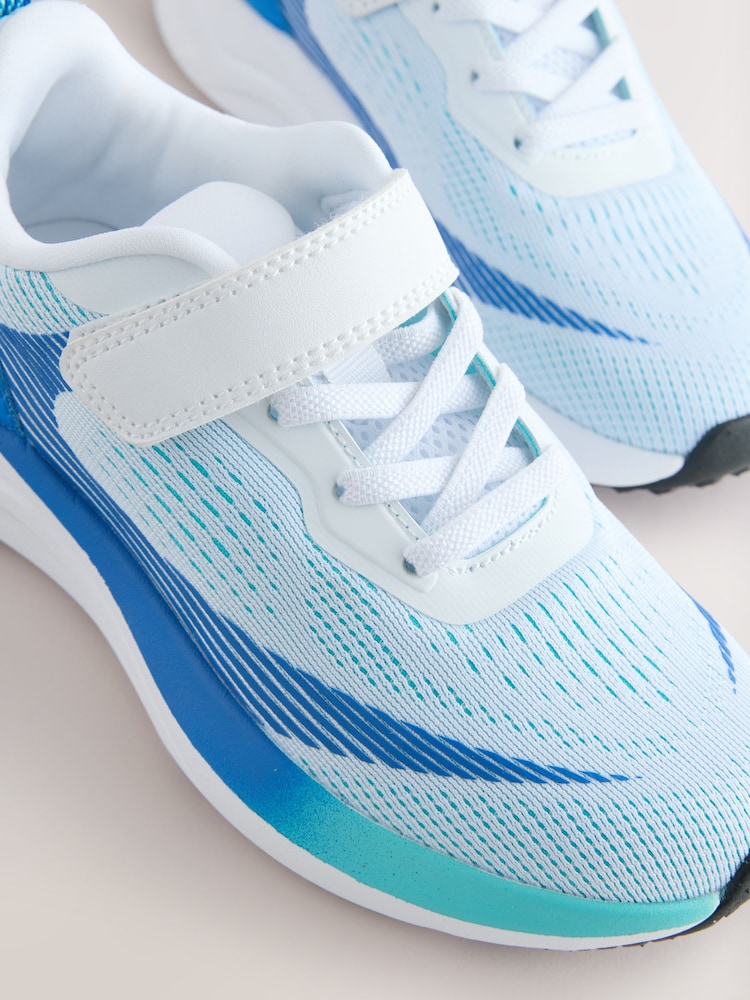 White/Blue Standard Fit (F) Touch Fastening Elastic Lace Trainers - Image 5 of 5