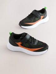 Black/Orange Standard Fit (F) Touch Fastening Elastic Lace Trainers - Image 1 of 5