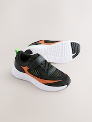 Black/Orange Standard Fit (F) Touch Fastening Elastic Lace Trainers - Image 3 of 5