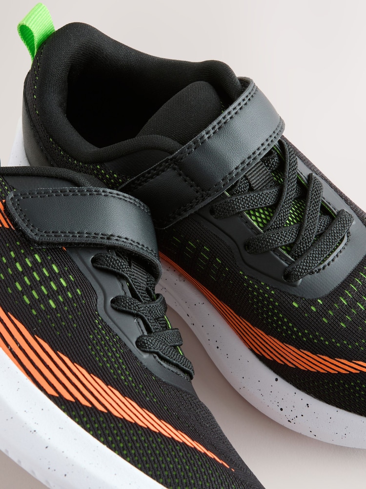 Black/Orange Standard Fit (F) Touch Fastening Elastic Lace Trainers - Image 5 of 5