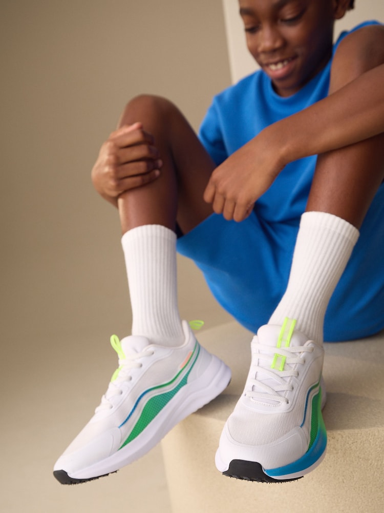 White Elastic Lace Trainers - Image 1 of 3