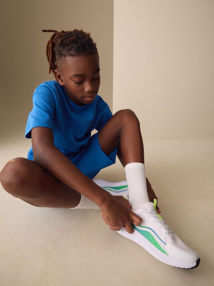 White Elastic Lace Trainers - Image 3 of 3