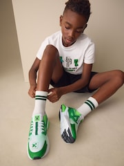 Green/White Standard Fit (F) Minecraft Elastic Lace Trainers - Image 2 of 9