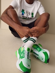 Green/White Standard Fit (F) Minecraft Elastic Lace Trainers - Image 3 of 9