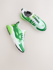 Green/White Standard Fit (F) Minecraft Elastic Lace Trainers - Image 5 of 9