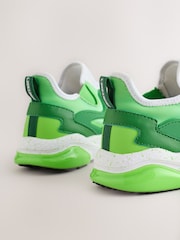 Green/White Standard Fit (F) Minecraft Elastic Lace Trainers - Image 6 of 9