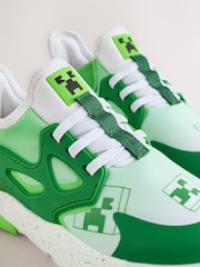 Green/White Standard Fit (F) Minecraft Elastic Lace Trainers - Image 8 of 9