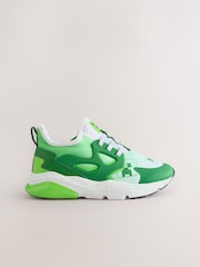 Green/White Standard Fit (F) Minecraft Elastic Lace Trainers - Image 9 of 9