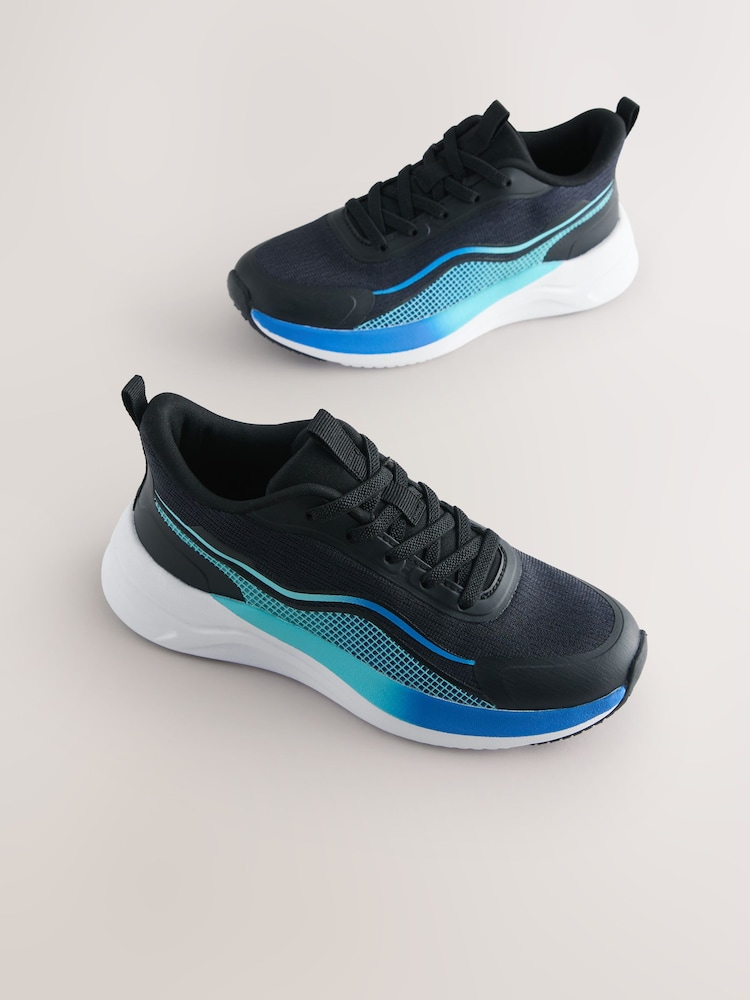 Black Elastic Lace Trainers - Image 1 of 5