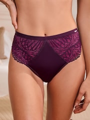 Lipsy Pink/Purple High Waisted Thong Geo Lace Knickers - Image 1 of 7