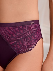 Lipsy Pink/Purple High Waisted Thong Geo Lace Knickers - Image 3 of 7