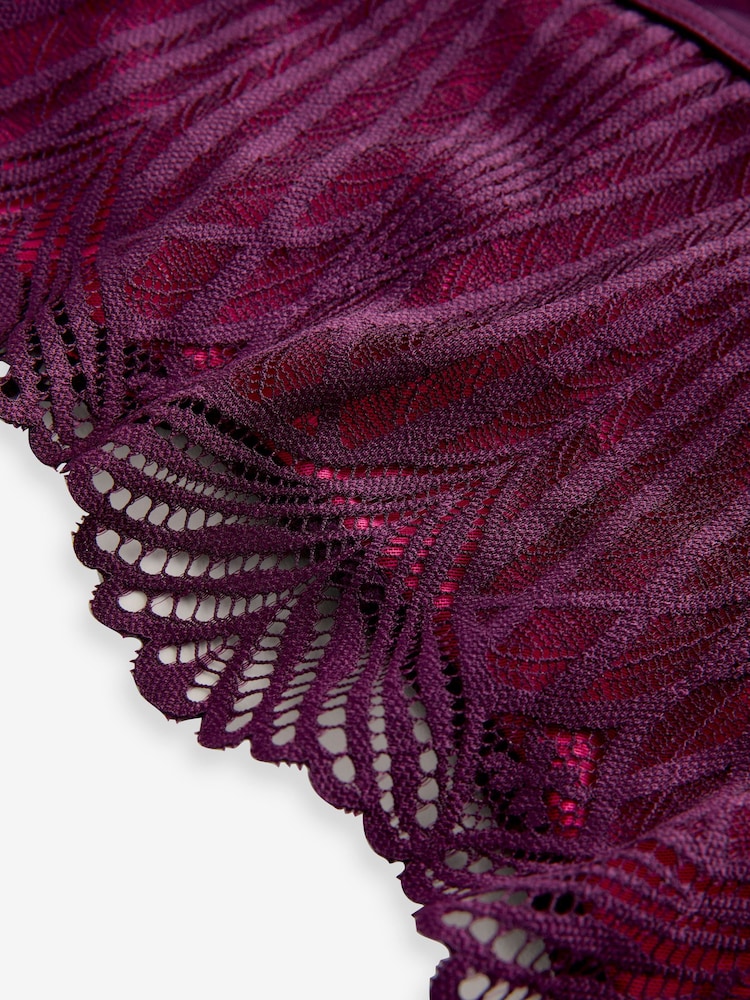 Lipsy Pink/Purple High Waisted Thong Geo Lace Knickers - Image 7 of 7