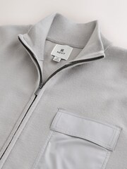 אפור בהיר - Regular Fit Premium Mid Weight Zip Through Cardigan - תמונה 7 מתוך 7