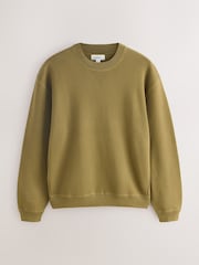 Olive Green N. Premium Cotton Rich Relaxed Fit Mid Weight Knitted Sweatshirt - Image 5 of 8