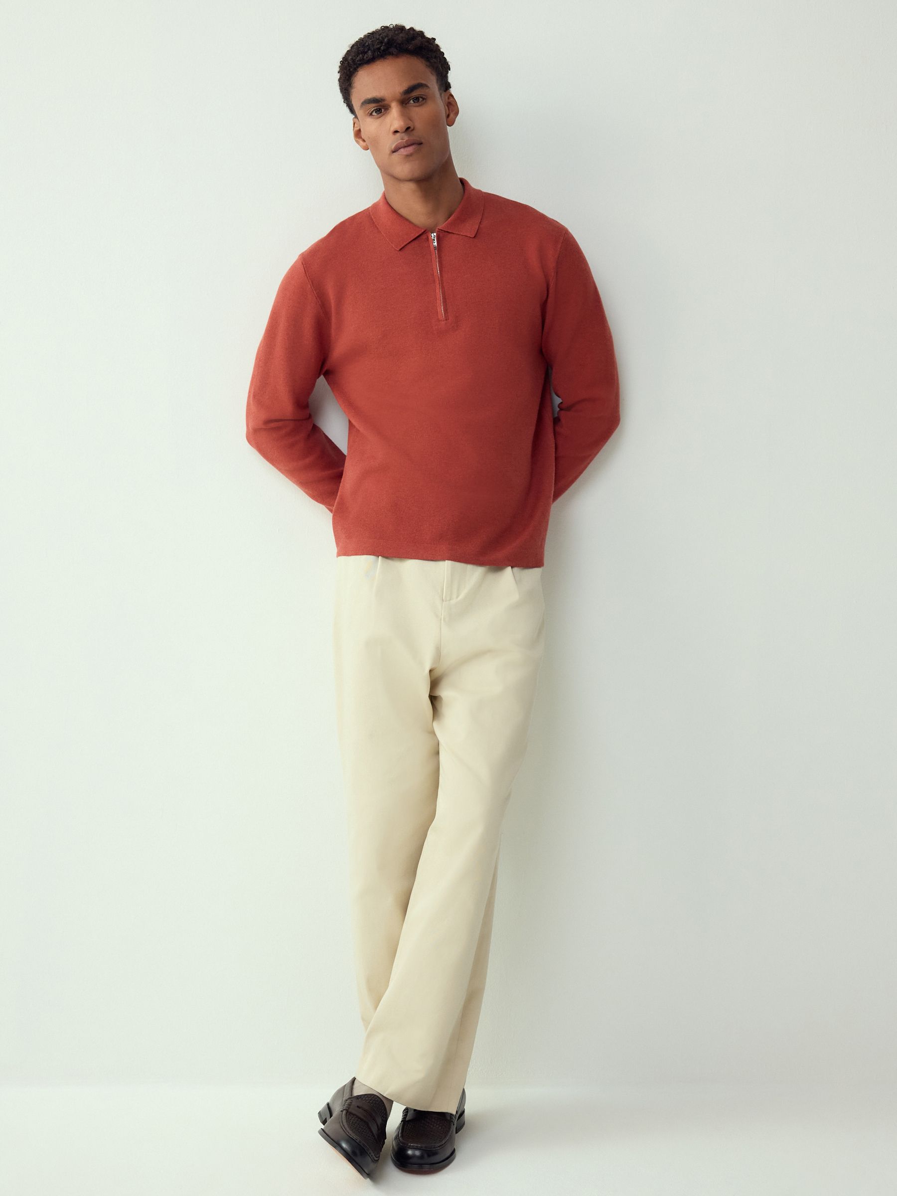 Buy Burnt Orange Zip Neck N. Premium Regular Fit Premium Mid