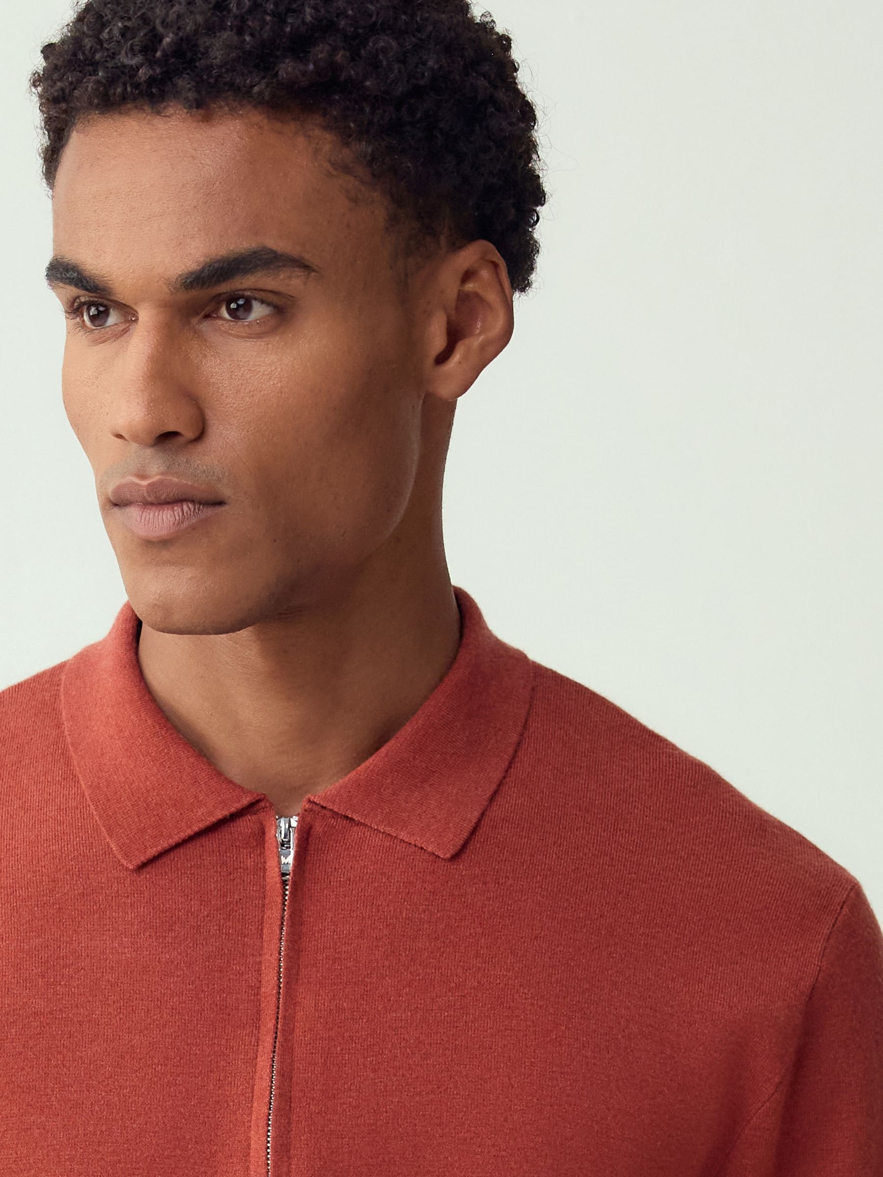 Buy Burnt Orange Zip Neck N. Premium Regular Fit Premium Mid