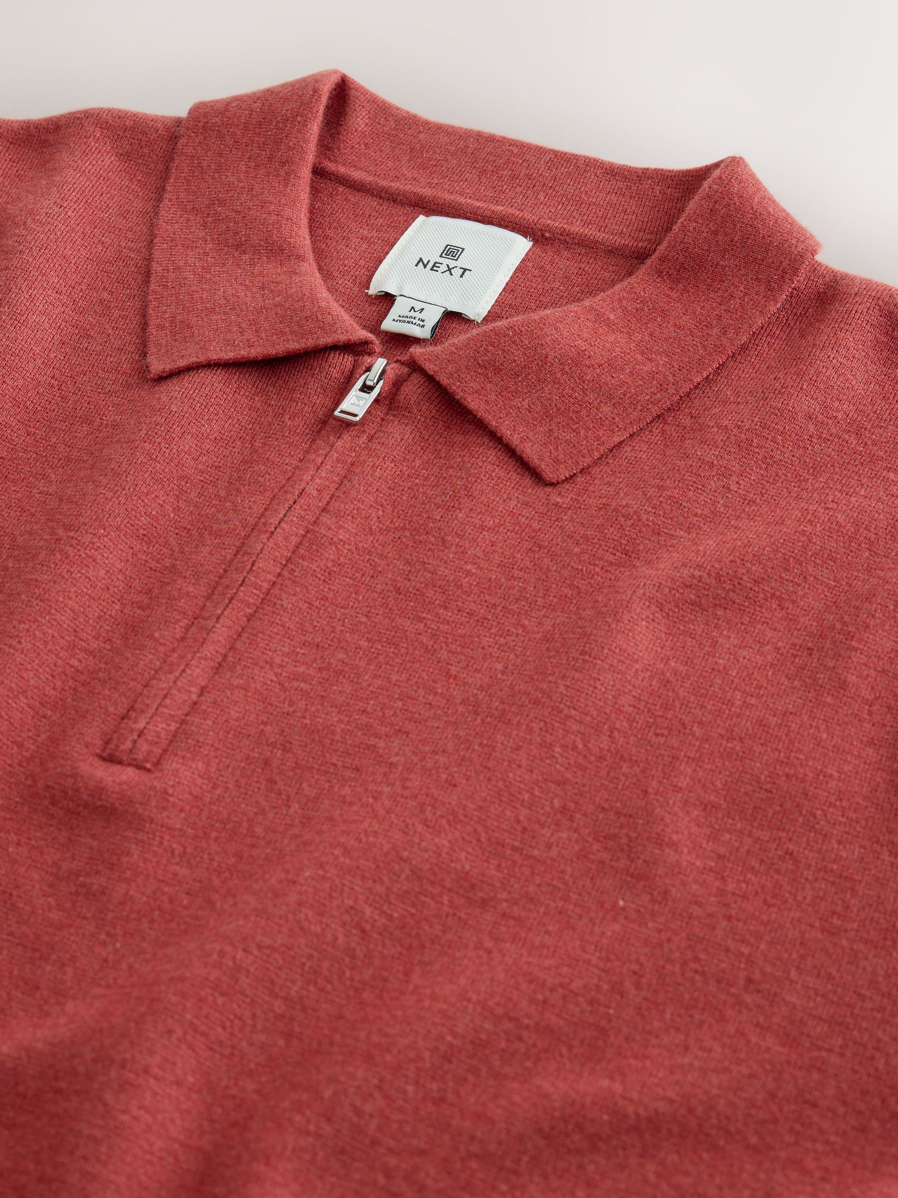 Buy Burnt Orange Zip Neck N. Premium Regular Fit Premium Mid