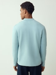 Light Blue Regular Fit Premium Mid Weight Stripe Zip Through Cardigan - Image 3 of 7