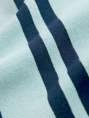 Light Blue Regular Fit Premium Mid Weight Stripe Zip Through Cardigan - Image 6 of 7