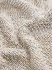 Neutral Marl Regular Fit 100% Cotton Twisted Knit Long Sleeve Polo Shirt - Image 9 of 9