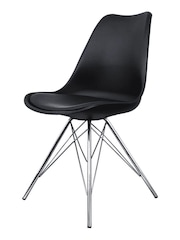 Fusion Living Black Soho Plastic Dining Chair with Squared Light Wood Chrome Leg Legs - Image 2 of 6