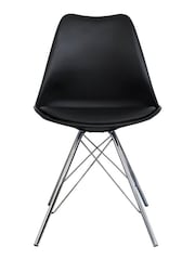 Fusion Living Black Soho Plastic Dining Chair with Squared Light Wood Chrome Leg Legs - Image 3 of 6