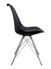 Fusion Living Black Soho Plastic Dining Chair with Squared Light Wood Chrome Leg Legs - Image 4 of 6