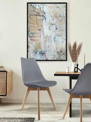 Fusion Living Dark Grey Soho Plastic Dining Chair with Squared Light Wood Light Wood Leg Legs - Image 1 of 6