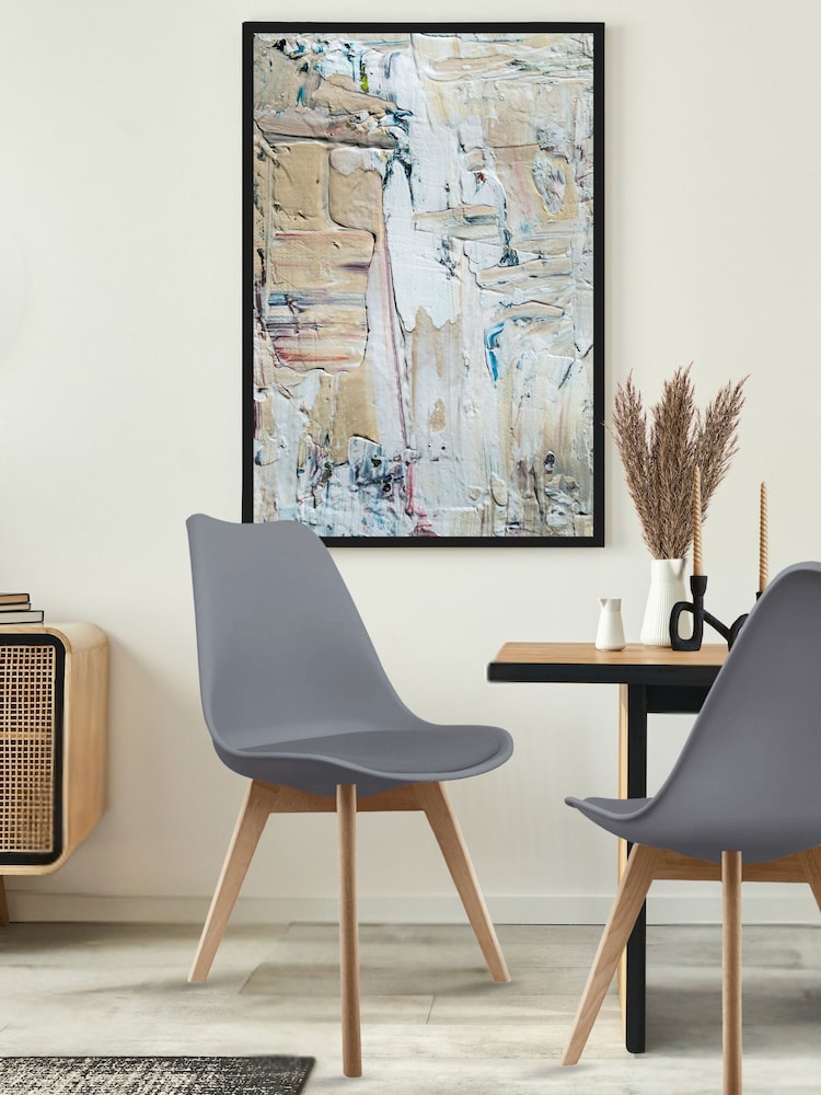 Fusion Living Dark Grey Soho Plastic Dining Chair with Squared Light Wood Light Wood Leg Legs - Image 1 of 6
