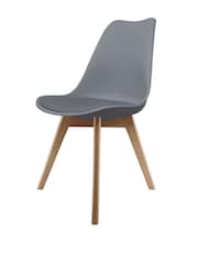Fusion Living Dark Grey Soho Plastic Dining Chair with Squared Light Wood Light Wood Leg Legs - Image 2 of 6