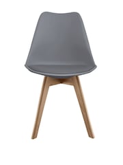 Fusion Living Dark Grey Soho Plastic Dining Chair with Squared Light Wood Light Wood Leg Legs - Image 3 of 6