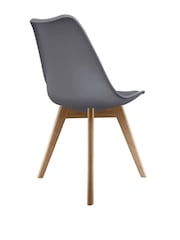Fusion Living Dark Grey Soho Plastic Dining Chair with Squared Light Wood Light Wood Leg Legs - Image 5 of 6