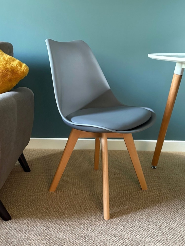 Fusion Living Dark Grey Soho Plastic Dining Chair Light Wood Leg Set of 2 - Image 8 of 8 Fusion Living Dark Grey Soho Plastic Dining Chair Light Wood Leg Set of 2 - Image 8 of 8