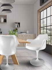 Fusion Living White Faux Tulip Set of 2 Armchair with PU Cushion - Image 1 of 6