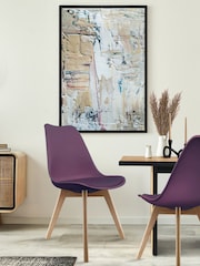 Fusion Living Aubergine Soho Plastic Dining Chair with Squared Light Wood Light Wood Leg Legs - Image 1 of 6