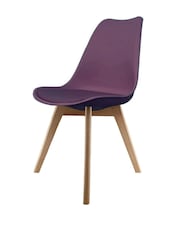 Fusion Living Aubergine Soho Plastic Dining Chair with Squared Light Wood Light Wood Leg Legs - Image 2 of 6