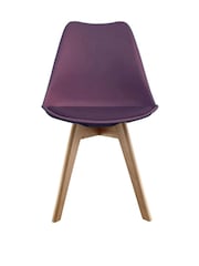 Fusion Living Aubergine Soho Plastic Dining Chair with Squared Light Wood Light Wood Leg Legs - Image 3 of 6