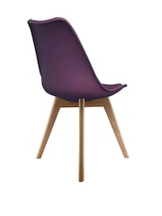 Fusion Living Aubergine Soho Plastic Dining Chair with Squared Light Wood Light Wood Leg Legs - Image 5 of 6