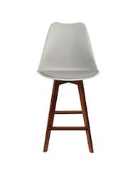 Fusion Living Light Grey Soho Plastic Bar Stool with Dark Wood Legs - Image 3 of 6