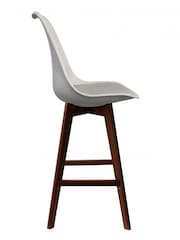 Fusion Living Light Grey Soho Plastic Bar Stool with Dark Wood Legs - Image 4 of 6